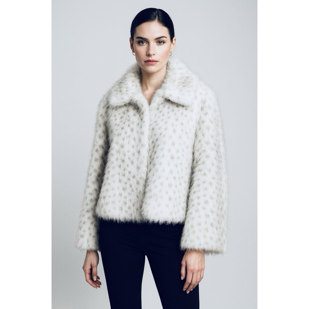 NWT Women’s Rebecca Minkoff Cropped Vegan Fur Jacket Coat - Glam- Old Money- XL